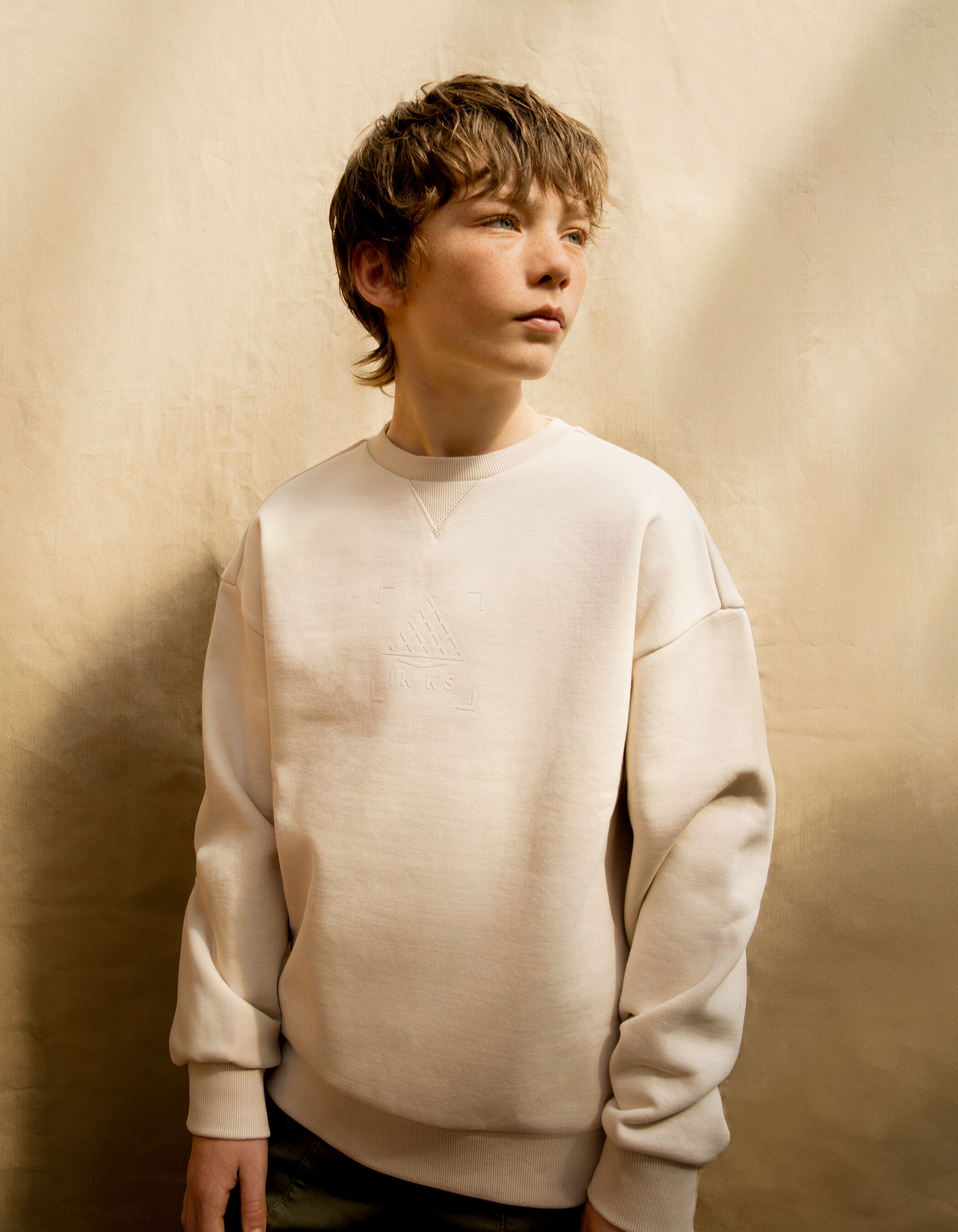 Boy s beige visual gum pyramid sweatshirt IKKS