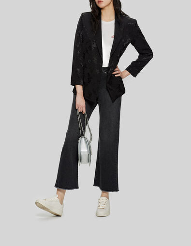 Women’s black plant motif jacquard suit jacket - IKKS