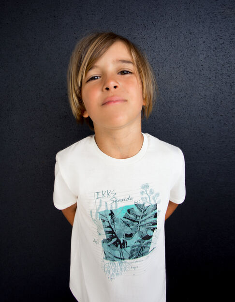 Ecru jungle leaves image T-shirt