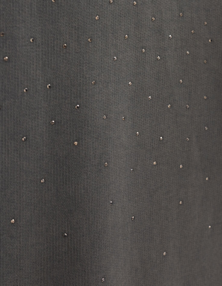 Sweat gris loose molleton décor clous Femme-7