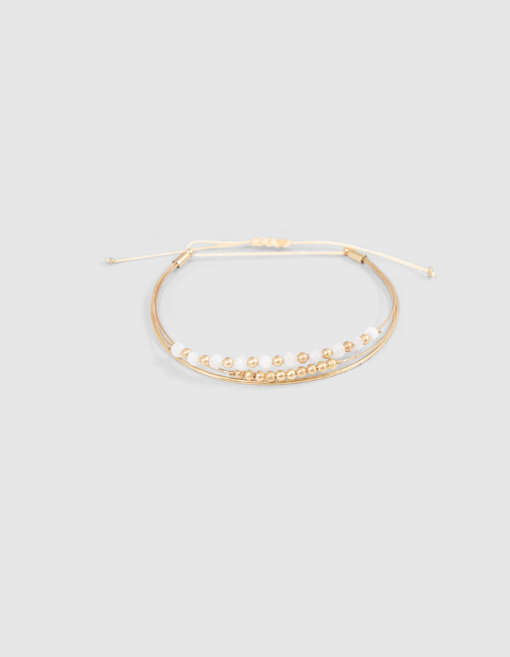 Goldfarbenes M&auml;dchenarmband mit Perlen und Gourmette-Kette-4