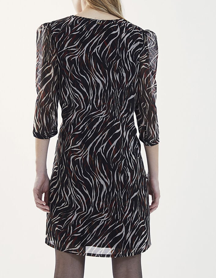 Kurzes Damenkleid aus Voile im Zebra-Print-3