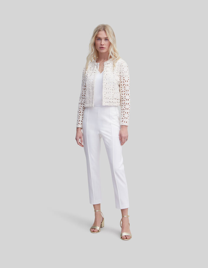 Witte geklede broek versierd met microbolletjes Dames - IKKS