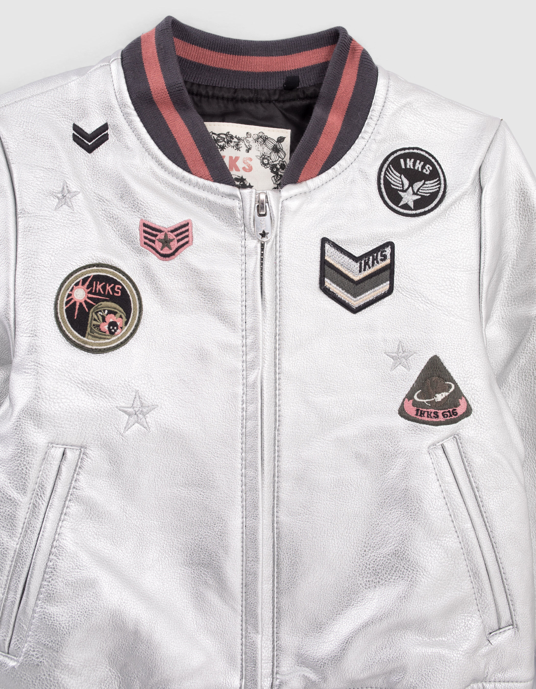 Girl bomber jacket with patches new arrivals