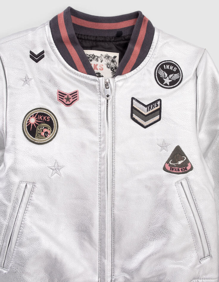 Zilver bomber badges en gestreepte ribboorden meisjes-2