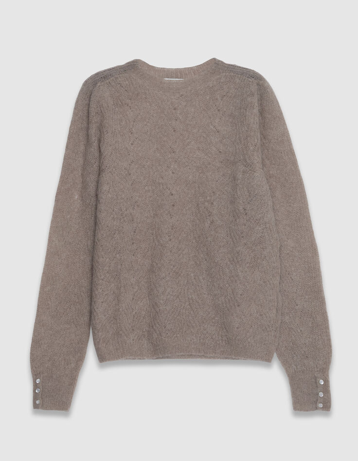 Women’s beige mohair-blend decorative cable knit sweater-6