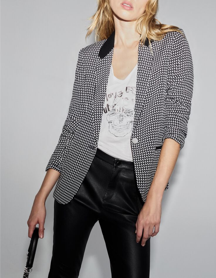 Zwarte blazer LENZING&trade; ECOVERO&trade; grafisch Dames-8