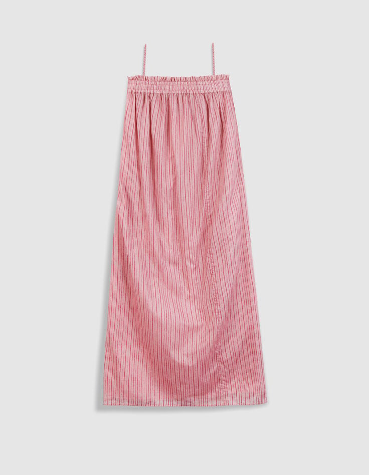 Robe bustier fines bretelles rose motif rayures Femme-7