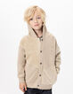 Cárdigan capucha cremallera beige bimaterial niño-2