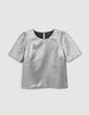 Women's silver embossed fabric top-1