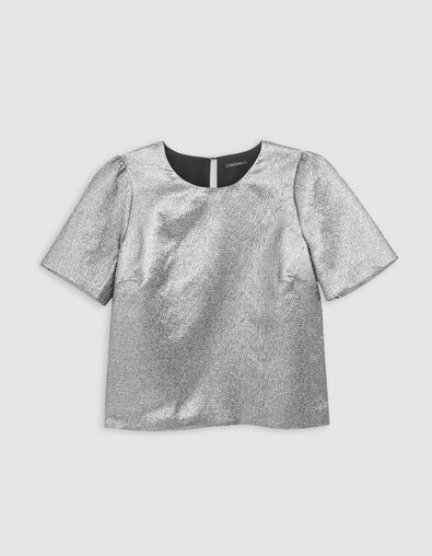Women's silver embossed fabric top - IKKS