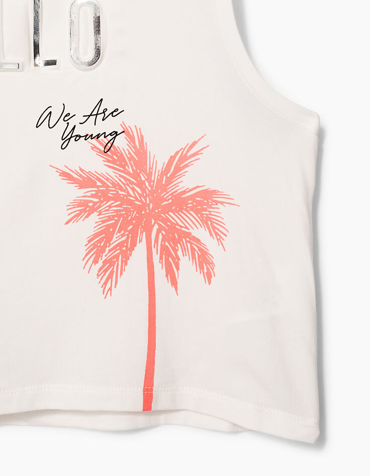 Girls’ off-white HELLO LA cropped vest top-5