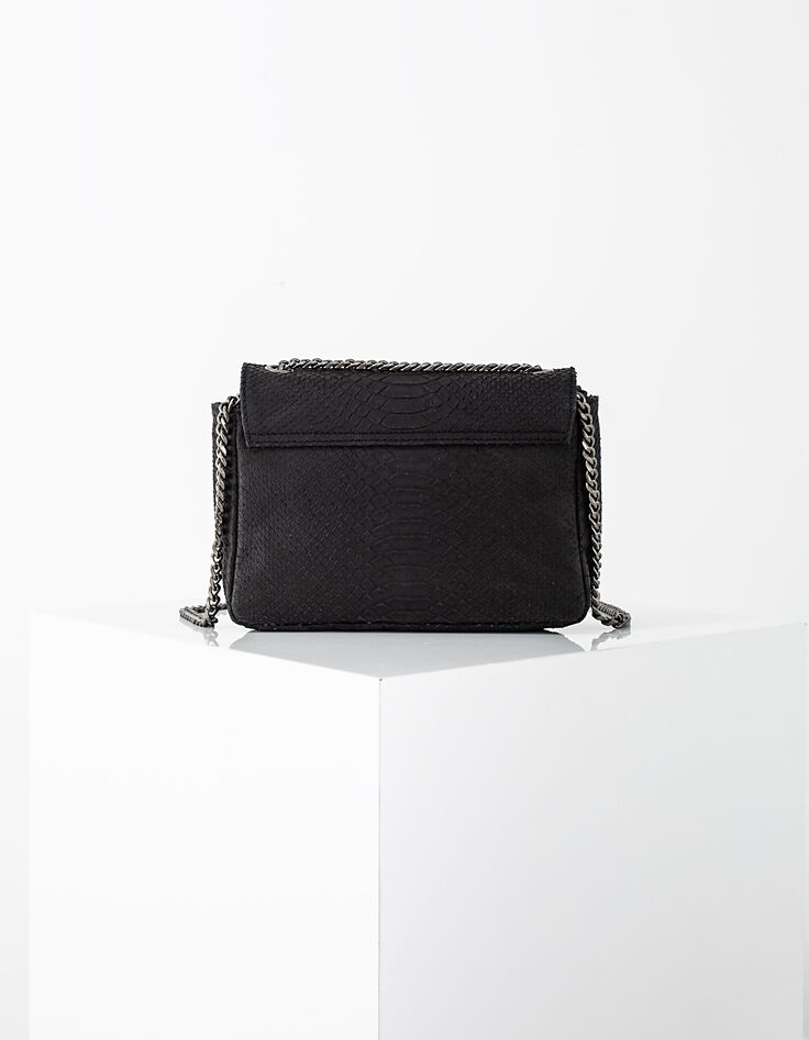 Cartera The Camera Girl de cuero negro efecto cobra mujer-2