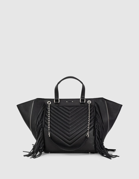 Women’s black fringed leather LARGE 1440 bag