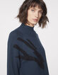 Jersey punto tricot cuello alto bordado perlas joya mujer-4