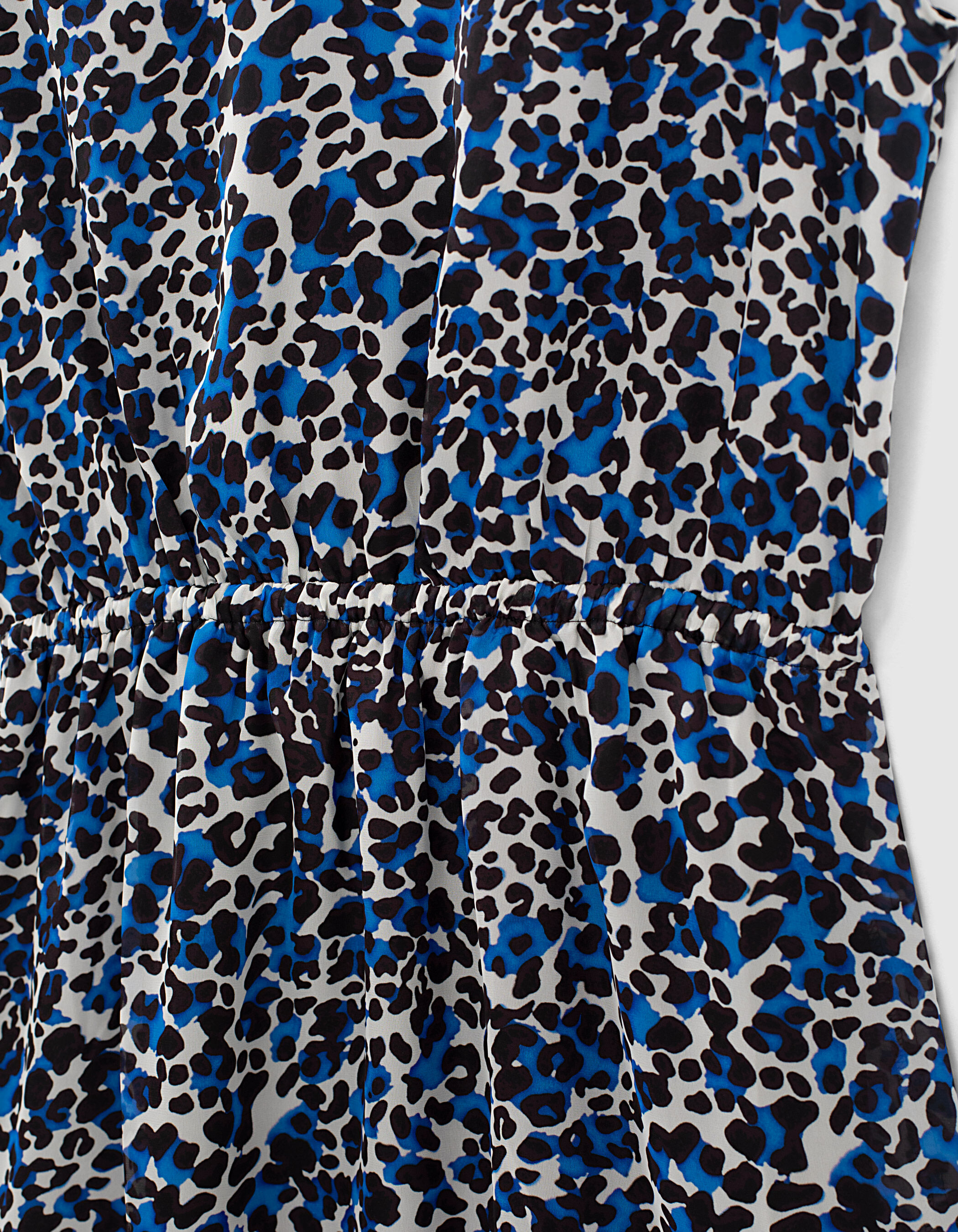 Women s black blue leopard recycled voile dress with bows