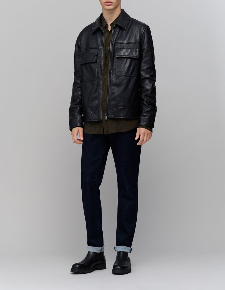 Men's khaki maxi flower print SLIM shirt IKKS