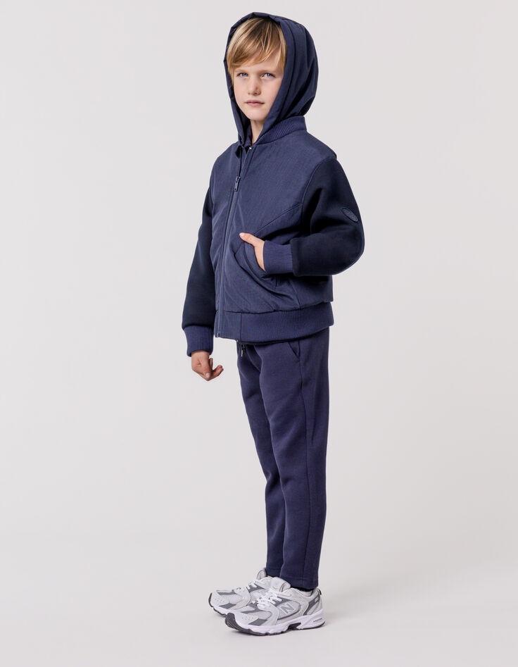 Navy two-ply hooded bomber for boy-1