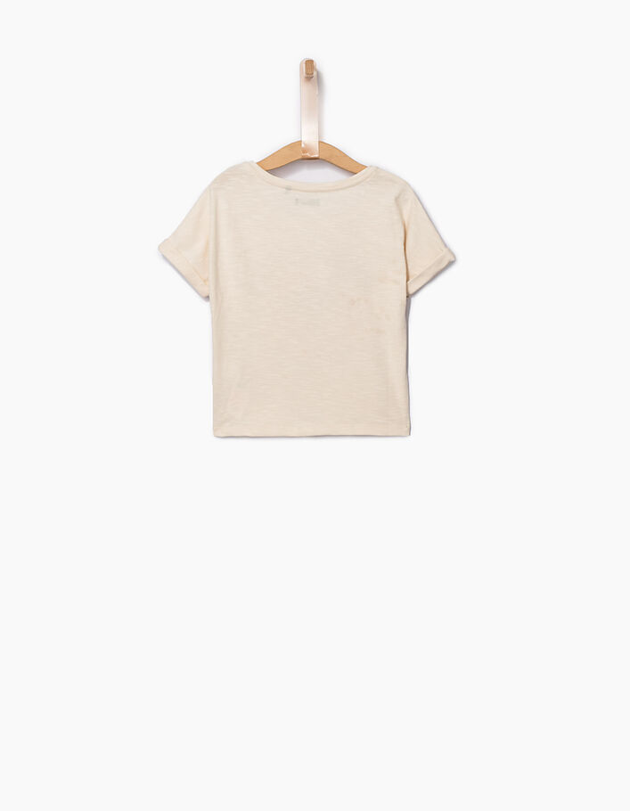 Girls’ light beige, IKKS record T-shirt-4