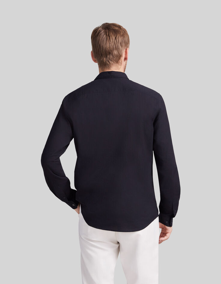 Zwart SLIM overhemd voile Heren-3