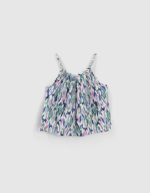 Girls’ off-white ikat diamond print top - IKKS