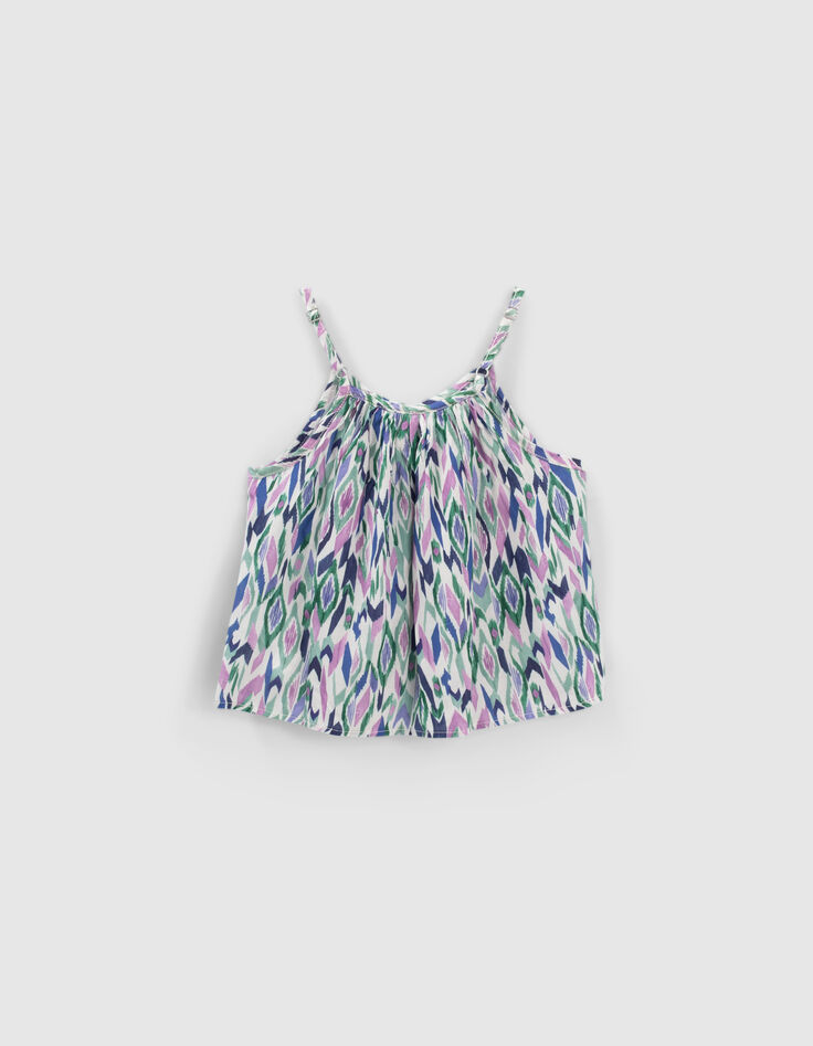 Top blanco roto estampado ikat rombos niña-1