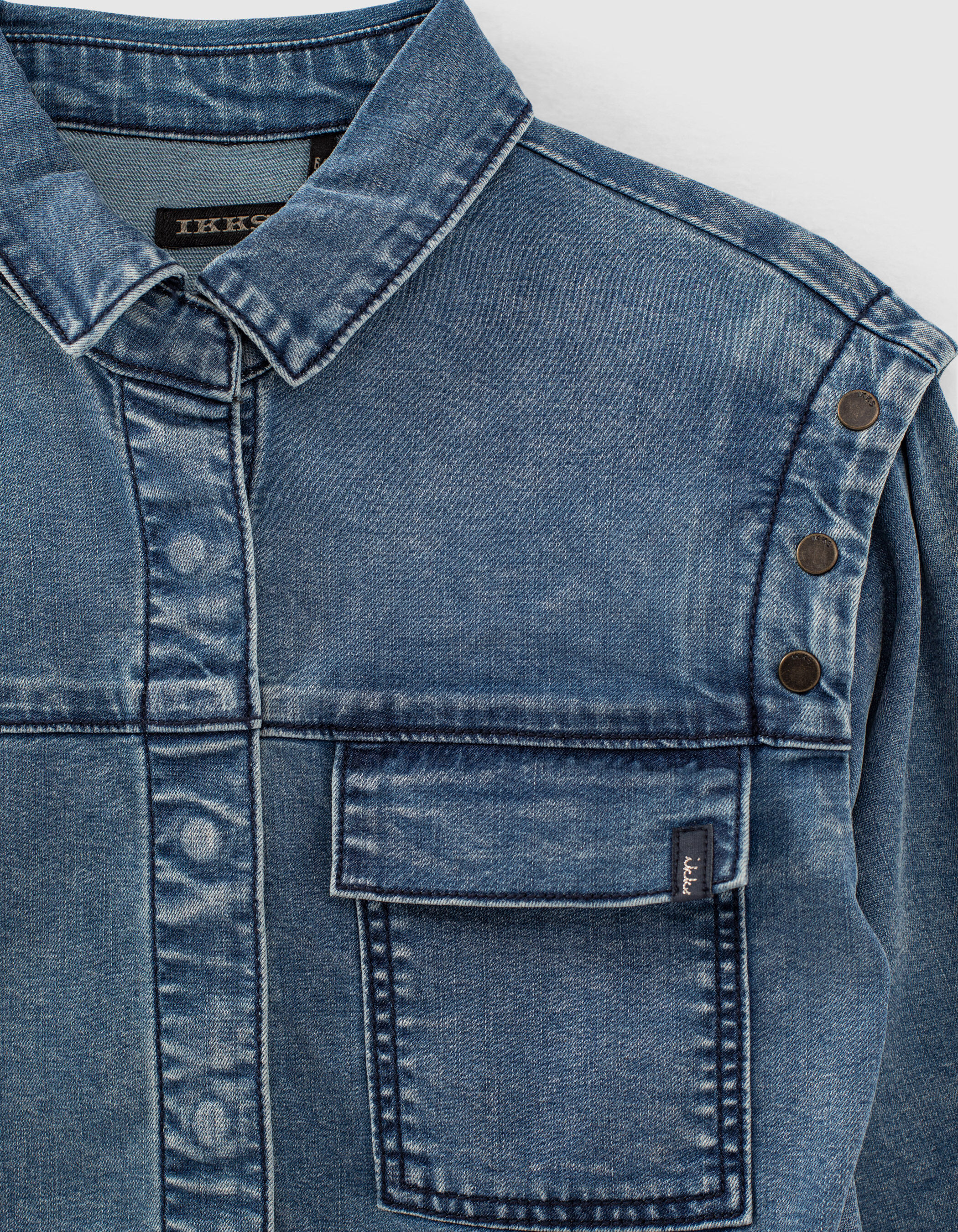 Girls medium blue denim shirt dress