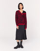 Robe midi manches courtes noire volantée en bas femme-6