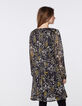 Metallic floral print voile dress with lace neckline-3