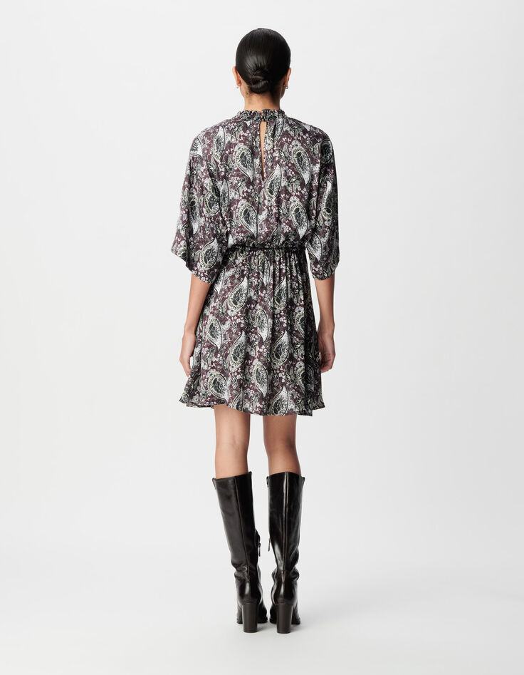 Donkerrode jurk met paisleypatroon Dames-2