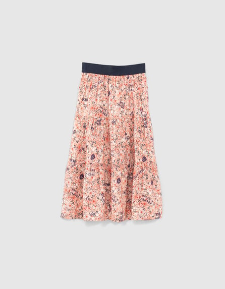 Girls’ apricot flower-print Ecovero® long skirt