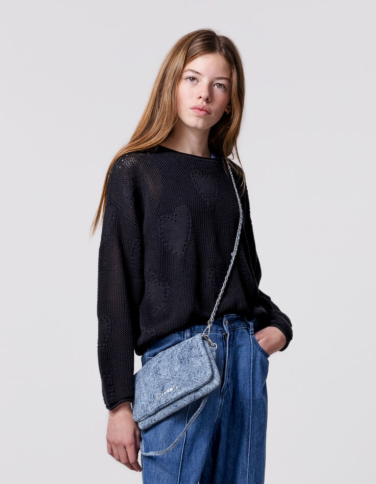 The clutch bag blue denim for girl-7