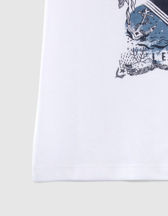 T-shirt blanc coton bio visuel tigre-matelot garçon - IKKS