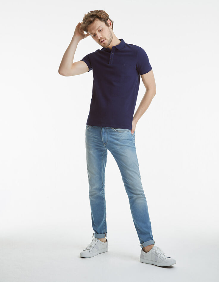 Polo bleu homme-7
