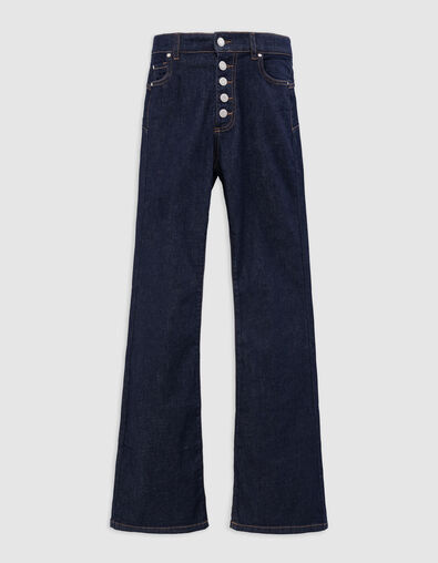 Jean flare bleu brut boutons apparents Femme - IKKS