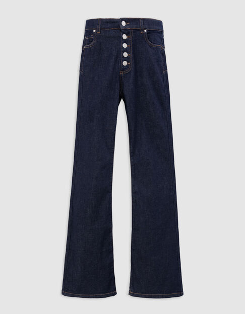 Jean flare bleu brut boutons apparents Femme - IKKS