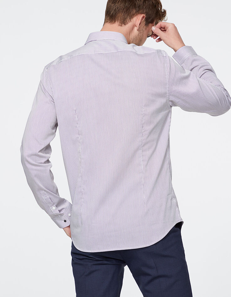 Camisa SLIM de rayas burdeos Hombre-3