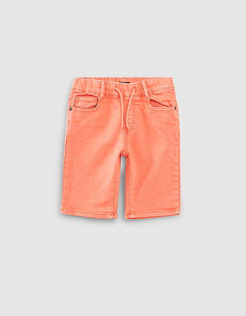 Koraalrode bermuda knitlook biokatoen jongens 