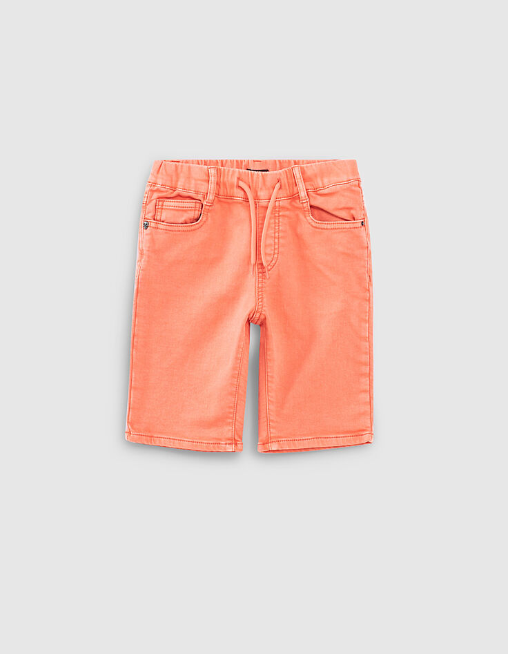 Koraalrode bermuda knitlook biokatoen jongens -4 Koraalrode bermuda knitlook biokatoen jongens -4
