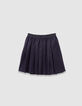 Girls’ navy pinstripe pleated short skirt-3