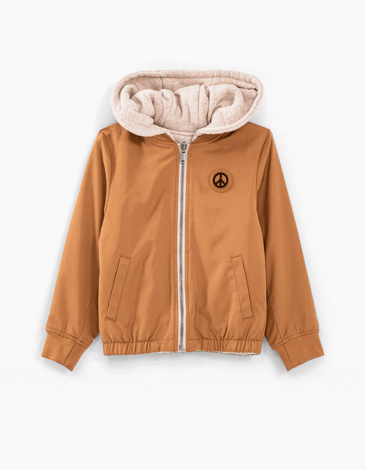 Boys’ beige marl and sienna marl reversible jacket-2 Boys’ beige marl and sienna marl reversible jacket-2