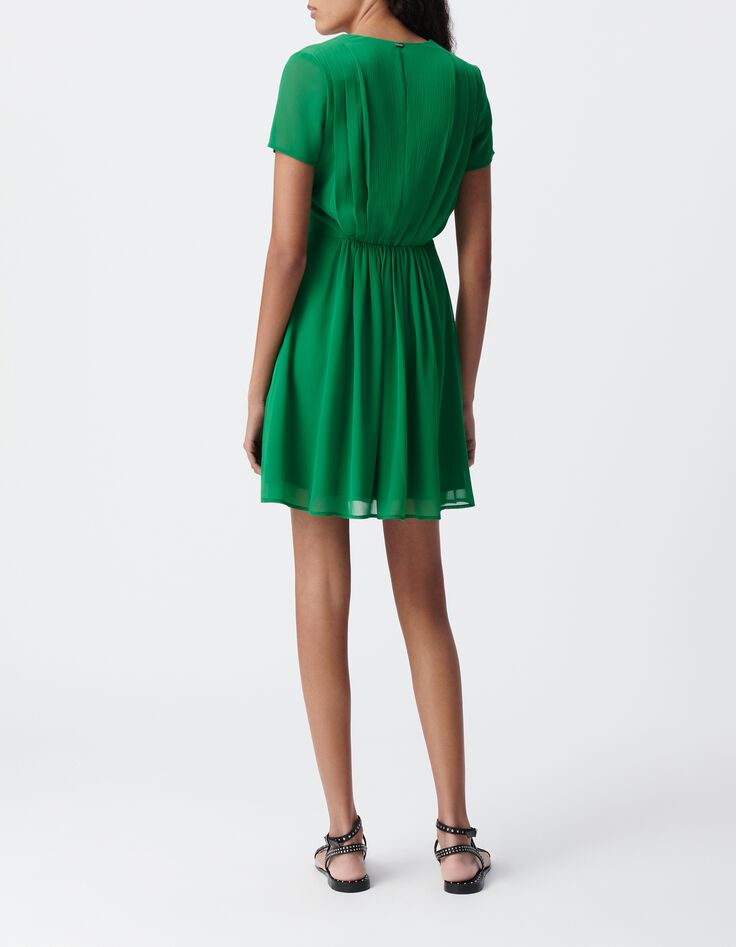 Robe verte d&eacute;tail pliss&eacute; taille-3