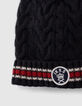 Bonnet navy foncé tricot à rayures garçon-2