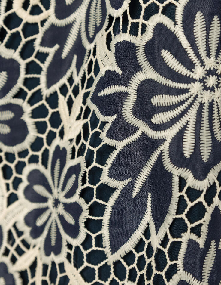 Damen ecru Spitze navy Hose-8