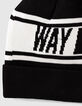 Boys’ black knit beanie with white stripes -2