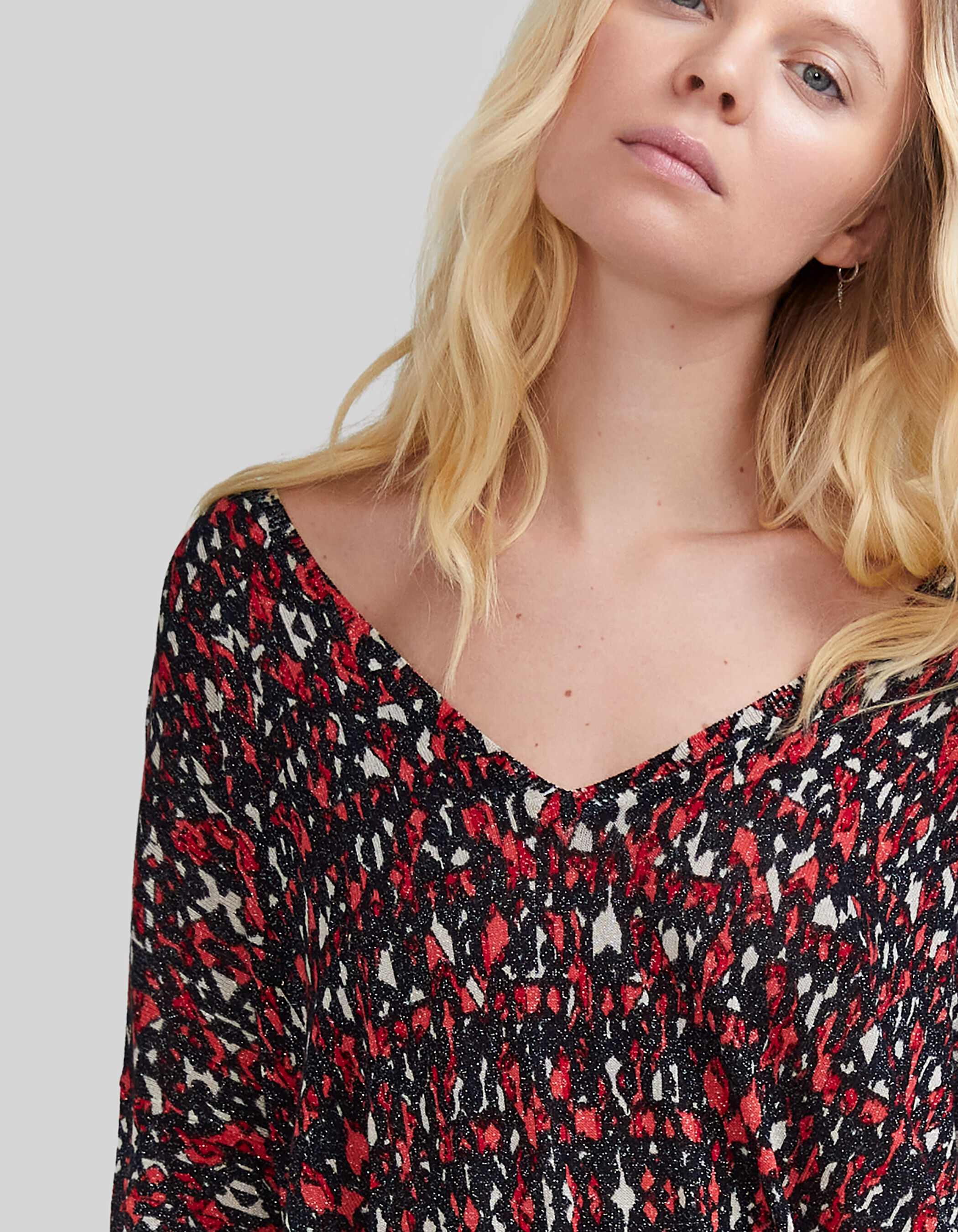 Zwarte fijngebreide trui ikat print Dames IKKS