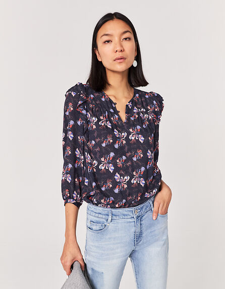 Women’s floral print ruffled Ecovero® viscose blouse