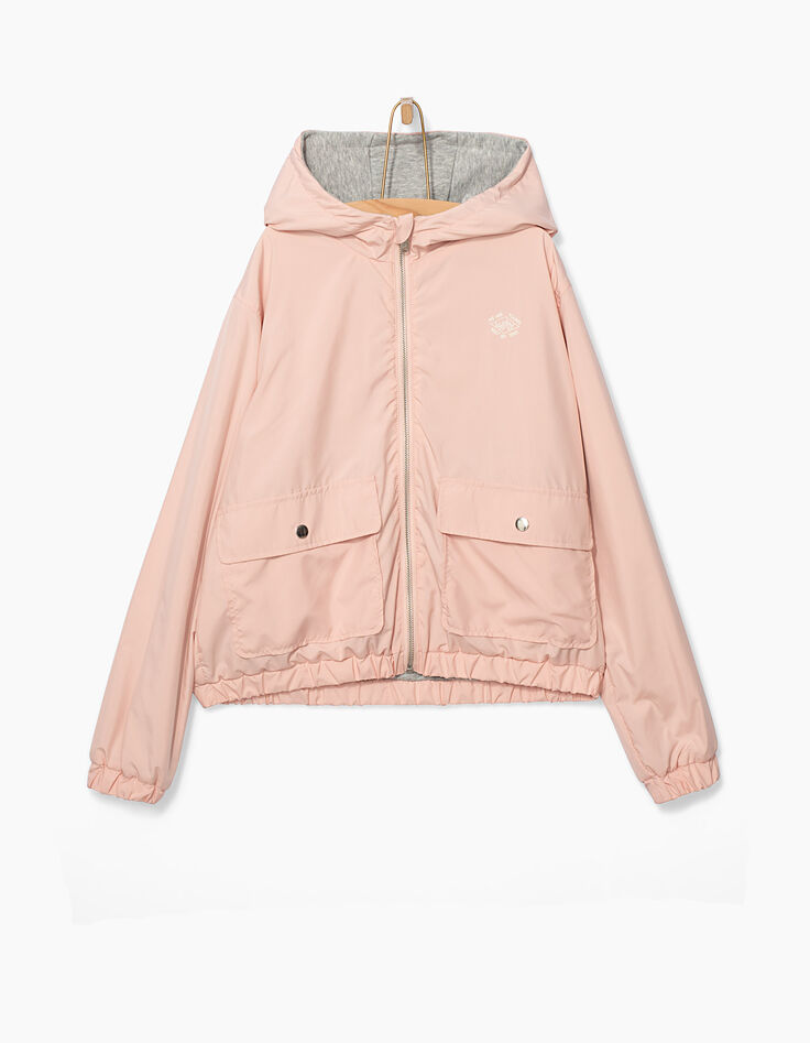 Girls’ pastel pink and grey reversible jacket-3