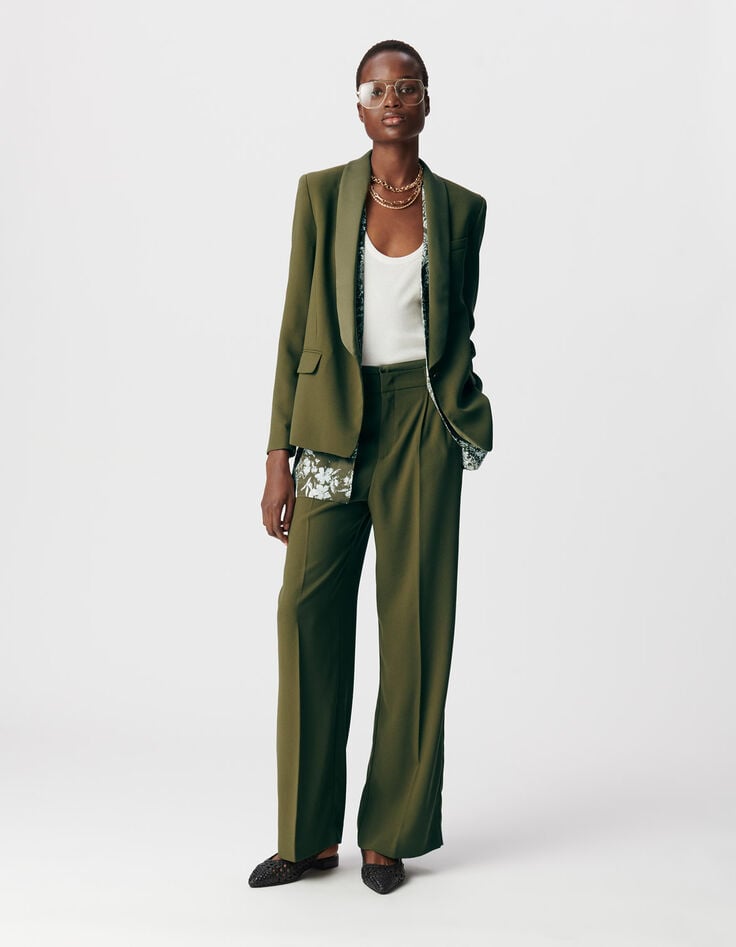Khaki Damenanzughose weit recycelter Polyester-2 Khaki Damenanzughose weit recycelter Polyester-2