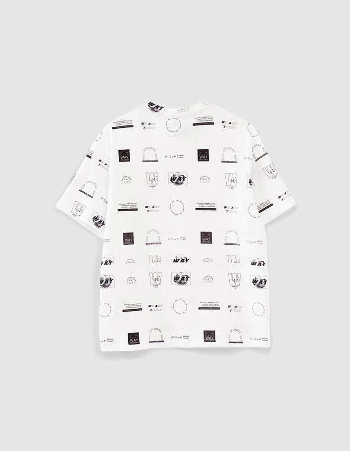 T-shirt blanc loose coton bio à logos garçon - IKKS